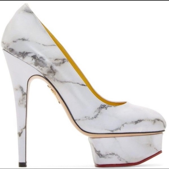 Charlotte Olympia Dolly Marble Platform Pumps 38.5 NWOT - Picture 4 of 7